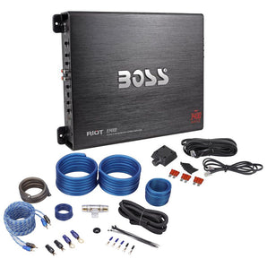 Boss R3400D 3400 Watt Mono Car Audio Class D Amplifier+Bass Remote+Install Kit