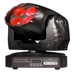 Eliminator Stealth Craze 4 x 10 Watt RYB LED DMX Moving Head Beam Wash Light ADJ