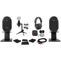 (2) 104 Powered Studio Monitors w/Bluetooth + Stands + Headphones + Mic 104SET-BT