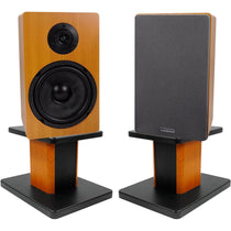 RockShelf 68C Wood 6.5" Home Bookshelf Speakers+8" Wood Stands