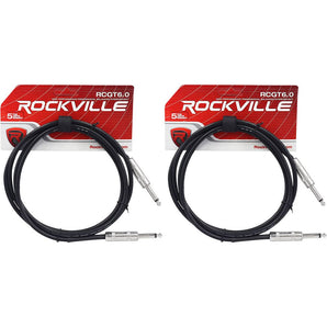 2 Rockville RCGT6.0B 6'  1/4" TS to 1/4'' TS Guitar/Instrument Cable