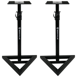 (2) Rockville APM5B 5.25" Powered Studio Monitors+Stands+Mic+Headphones+Shield