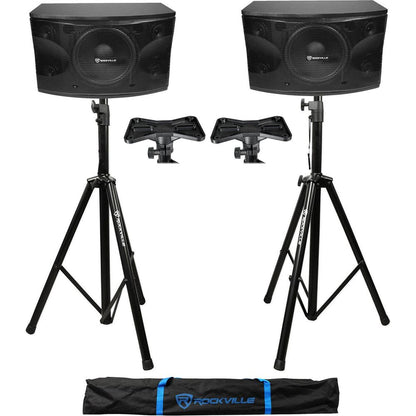 KPS12 12" Karaoke Speakers 2-Pack + Tripod Speaker Stands Bundle