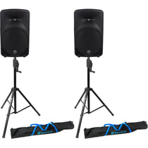 (2) SRM350V3 1000W 10in Powered PA Speaker Bundle with Crank-Up Stands