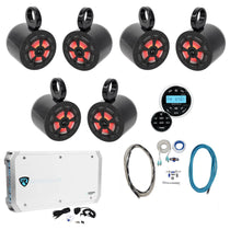 (6) 6.5" 700W Marine Wakeboard LED Speakers + Receiver + Amplifier + Amp Kit