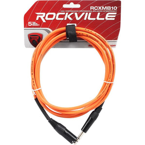 Rockville RCXMB10O 10' Male REAN XLR to 1/4'' TRS Cable Orange 100% Copper