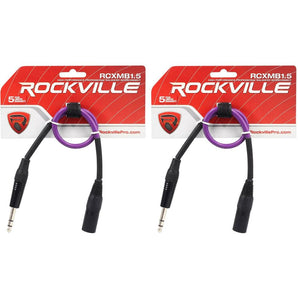 2 Rockville RCXMB1.5P Purple 1.5' Male REAN XLR to 1/4'' TRS Balanced Cables