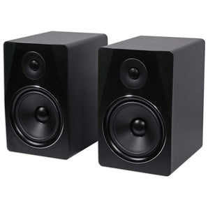 2) Rockville APM8B 8" Active Studio Monitors+Stands+Mic+Headphones+Iso Shield