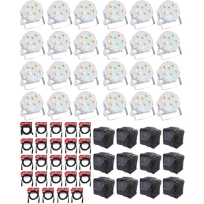 (24) Rockville RockPAR50 WHT LED RGB Par Can DJ/Club DMX Wash Lights+Cables+Bags