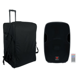 Rockville BPA15 15" Powered 800w DJ PA Speaker w Bluetooth+Rolling Travel Bag