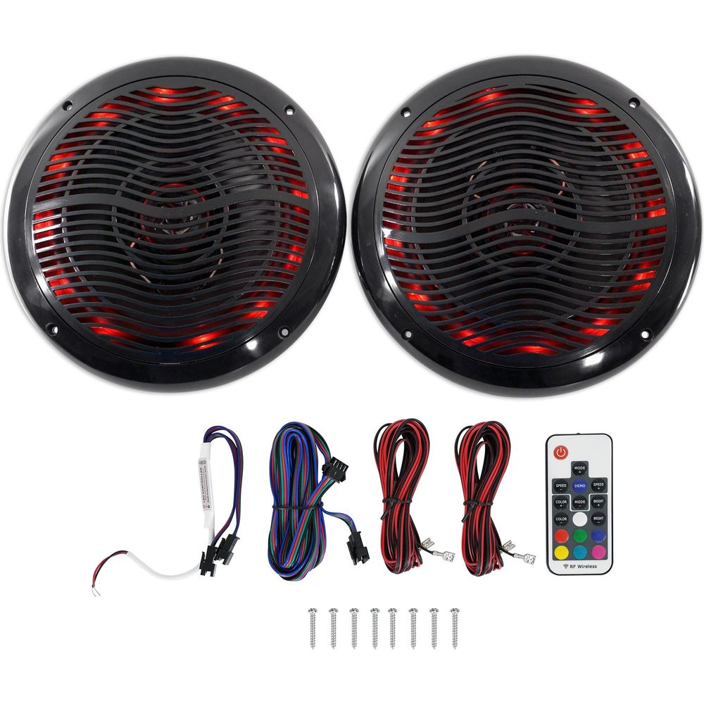 RWB80B Black 4-Pack + LED 8" 2-Pack + Receiver + 6-Channel Amp Bundle