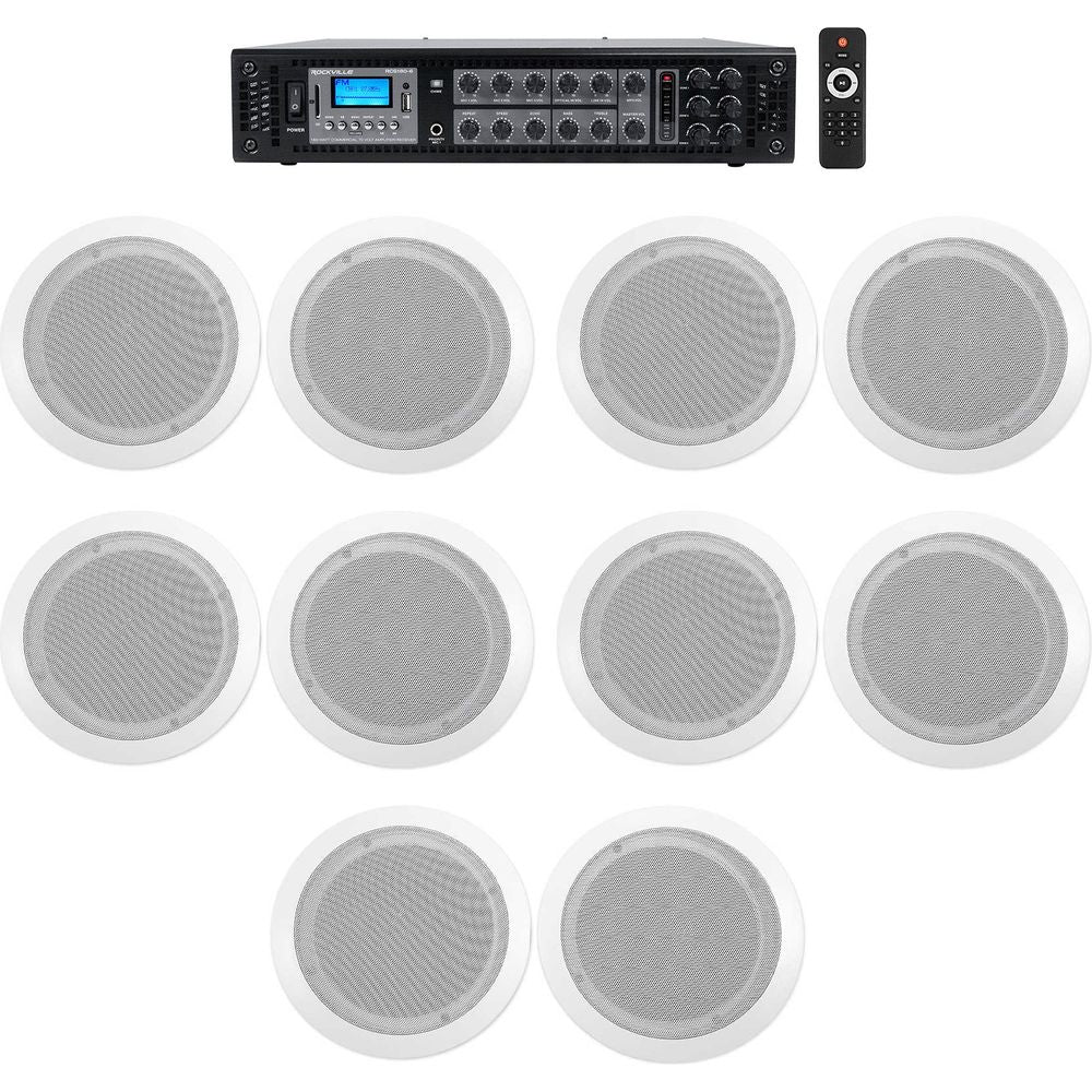 CC65T White 10-Pack + RCS180-6 6-Zone 180W Amp Bundle