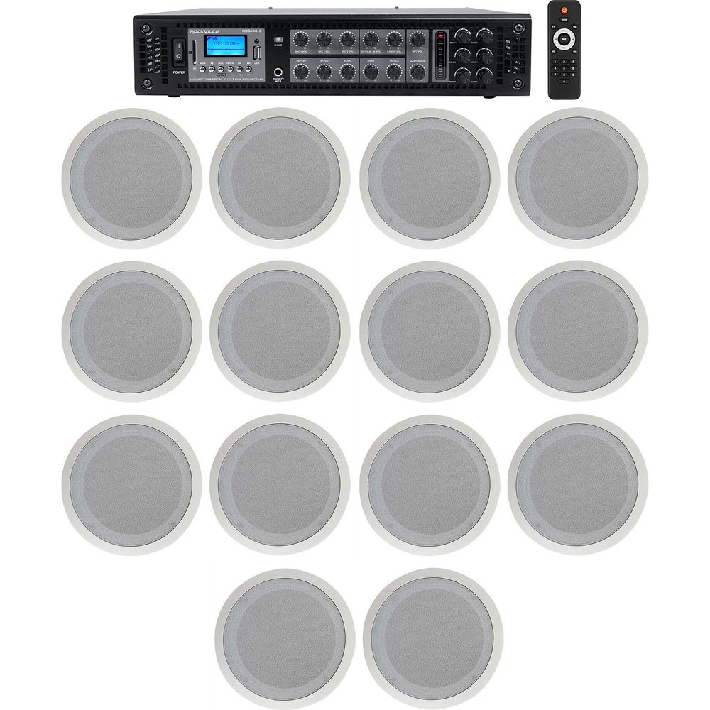 CC80T White 14-Pack + RCS180-6 6-Zone 180W Amp Bundle