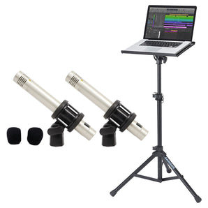Samson C02 Pair Pencil Condenser Studio Recording Microphones Mics+Laptop Stand