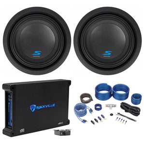 2) ALPINE S-W8D2 8" 900 Watt Car Audio Subwoofers DVC Sub+Mono Amplifier+Amp Kit