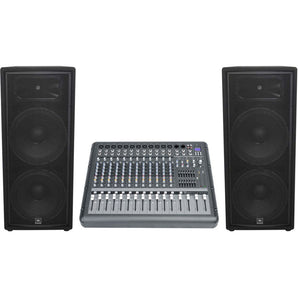JBL JRX225 Dual 15" 4000w DJ/PA Speakers+Powered 14-Channel Mixer w/USB/Effects