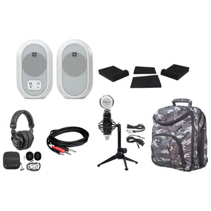 (2) JBL 104 Powered Bluetooth Studio Monitors+Headphones+Mic+Backpack 104SET-BTW