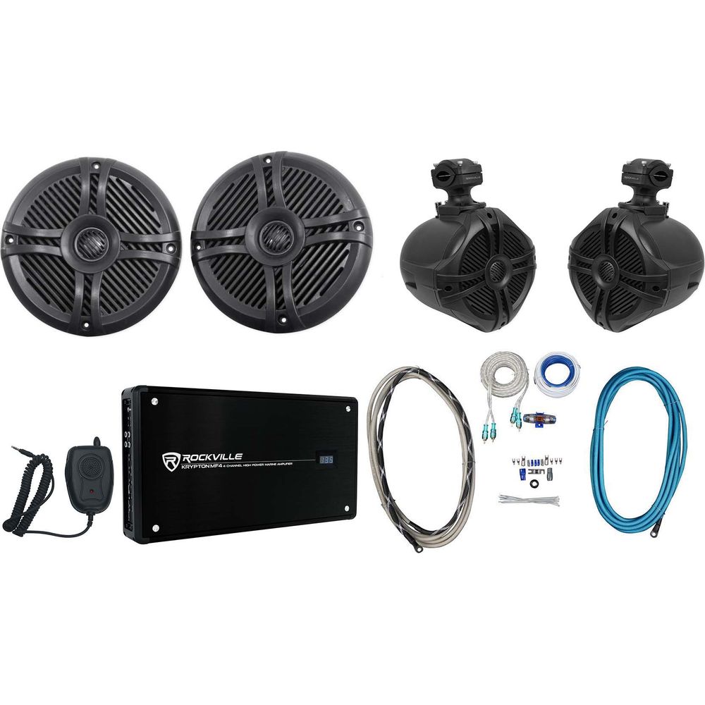 2) RMSTS65B 6.5" 800w Marine Boat Speakers+2) Wakeboards+Amp+Wire Kit