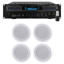 RX113 1500w Home Theater Amplifier Receiver + (4) 8" Ceiling Speakers