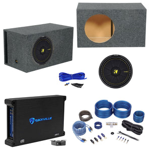 KICKER 44CWCD154 CompC 15" 1200 Watt Car Subwoofer+Amplifier+Vented Box+Amp Kit