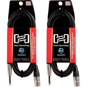2 Hosa HSX-010 10 Foot Rean 1/4" TRS - XLR 3 Pin Male PRO Speaker Cables