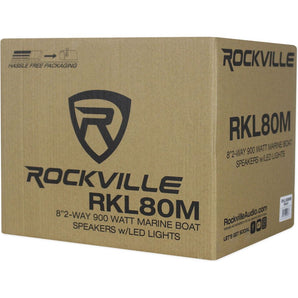 (2) Rockville 8" LED 900w 360° Swivel White Aluminum Surface Mount Boat Speakers