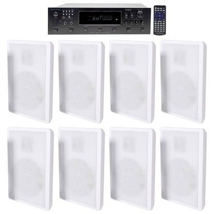 H12X500UBT 6-Zone Receiver & 4x RockSlim White 5.25" Speaker Bundle