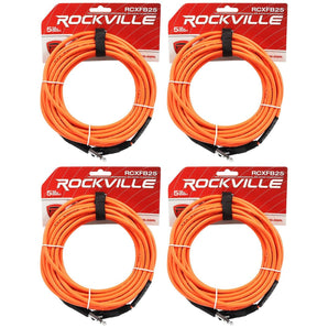 4 Rockville RCXFB25O Orange 25' Female REAN XLR to 1/4'' TRS Balanced Cables OFC