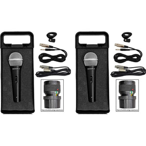 2 Rockville RMC-XLR Dynamic Cardioid Professional Metal Microphones W/XLR Cable