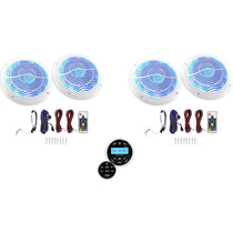 RGHR2 Hot Tub Bluetooth Receiver + (4) RMC65LW 6.5" White LED Marine Speakers