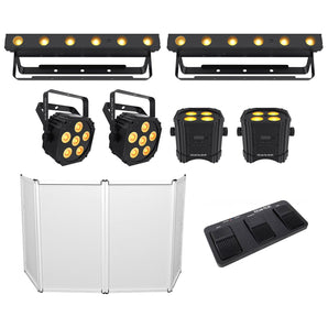 2 Chauvet DJ Ezlink Strip Q6 BT+2 Par Q6+2 Par Q4 Wash Lights+Footswitch+Facade