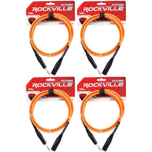 4 Rockville RCXMB6-O Orange 6' Male REAN XLR to 1/4'' TRS Balanced Cables