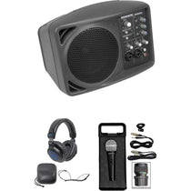 SRM150 Powered PA Monitor Speaker With Headphones, Mic, Cable & Case