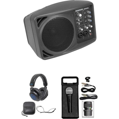 SRM150 Powered PA Monitor Speaker With Headphones, Mic, Cable & Case
