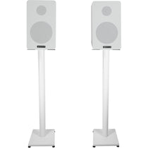 RockShelf 58W White 5.25" Home Bookshelf Speakers w/37" Stands