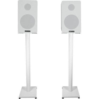 RockShelf 58W White 5.25" Home Bookshelf Speakers w/37" Stands