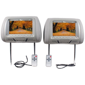 Tview T726PL-GR 7" Grey Pair (2) LCD Car Headrest TV Monitor w/ IR Transmitter