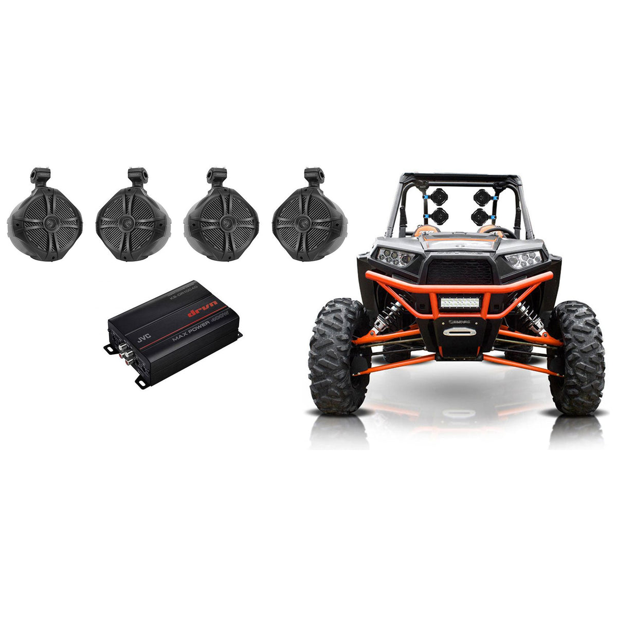 KS-DR1004D Amplifier & RWB90B 8" Tower Speakers for RZR/ATV/UTV