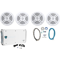 (4) RMSTS65W 6.5" 1600W Marine Speakers+6-Ch Amplifier+Amp Kit