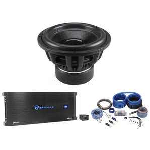 Rockville Destroyer 15D2 15 inch Competition Car Subwoofer+Mono Amplifier and Amp Kit