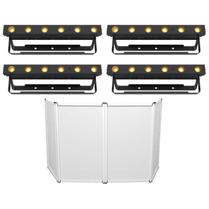 (4) Chauvet DJ Ezlink Strip Q6 BT Wireless Bluetooth Wash Lights + Facade