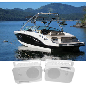 Pair Rockville HP4S 4" Marine Box Speakers with Swivel Bracket For Boats