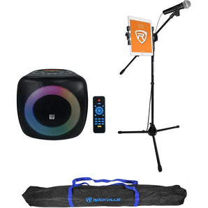 Rockville ROCKBOX PRO LED Karaoke Machine System Party Speaker+Mic/Tablet Stand