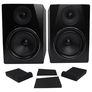 Pair Rockville APM6B 6.5" 2-Way 350W Powered USB Studio Monitor Speakers+Pads