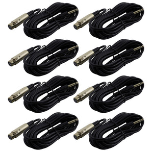(8) Peavey PV 15' XLR TO 1/4" Mic Cables - 100 % Copper/Top Quality