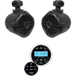 Rockville RGHR2 Marine Bluetooth Receiver, USB+Remote+2) 6.5" Wakeboard Speakers