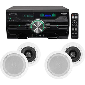 DV4000 4000w Bluetooth Home Theater DVD Receiver+4) 5.25" White Ceiling Speakers