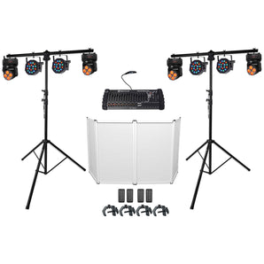 2) Rockville Stands+4) Moving Heads+4) Wash Par Can Lights+DMX Controller+Facade