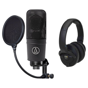 Audio Technica AT4033A Studio Microphone+Shockmount+Pop Filter+KRK Headphones