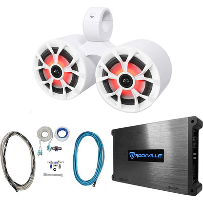 Dual 6.5" 700w Marine Wakeboard Speakers w/LED's+Amplifier